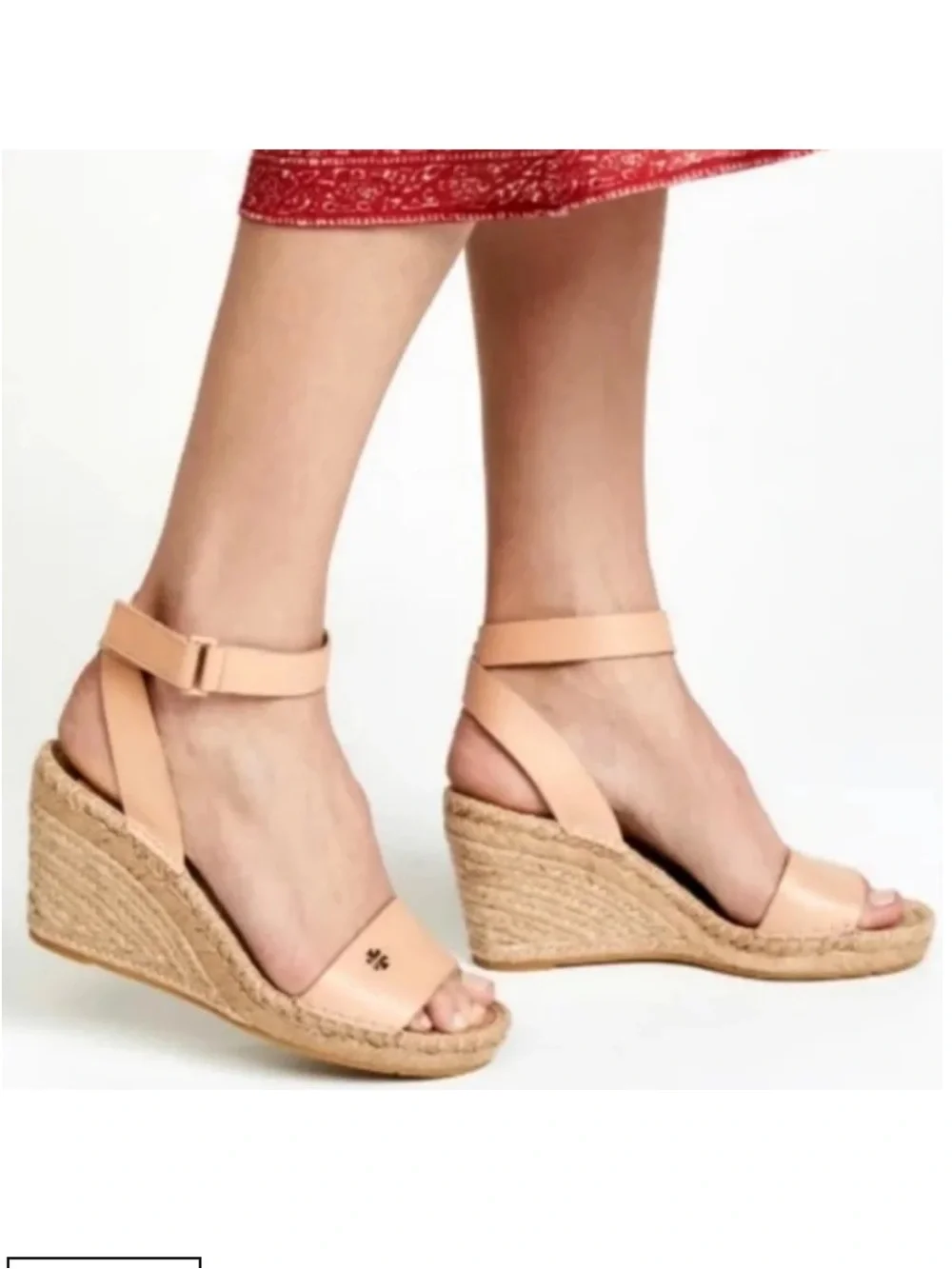 Tory Burch Tan Leather Wedge Espadrille Sandals Size 8.5